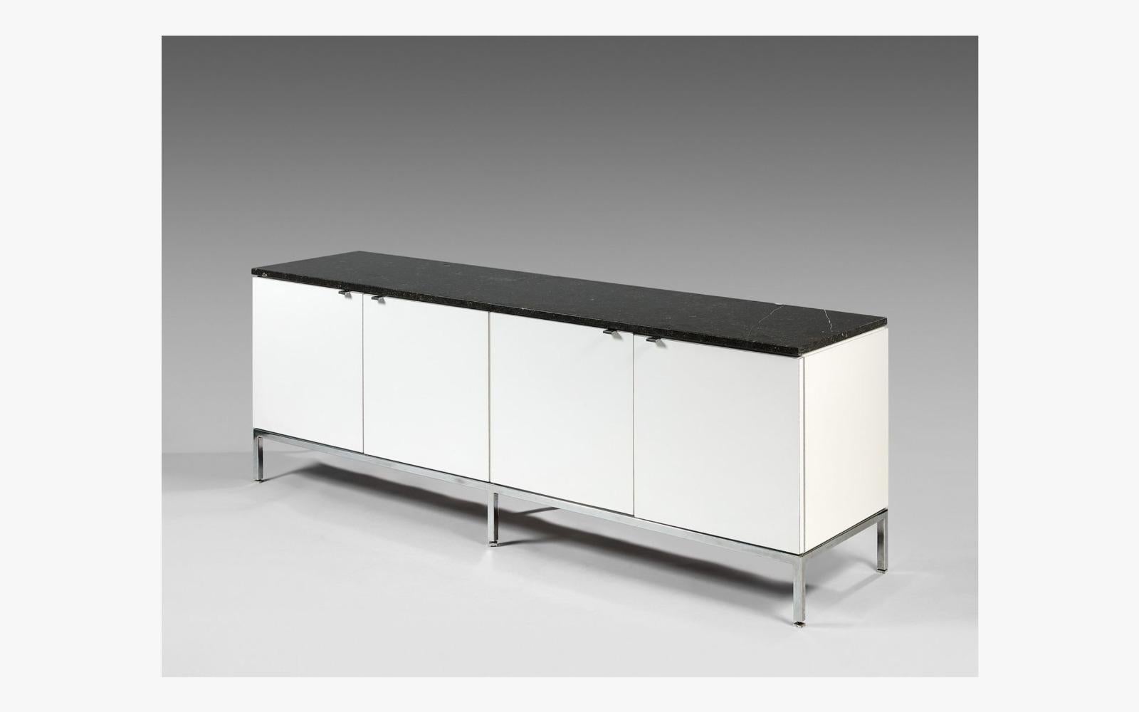European Knoll - Storage Cabinet / Sideboard, Black Marble Top, xxth