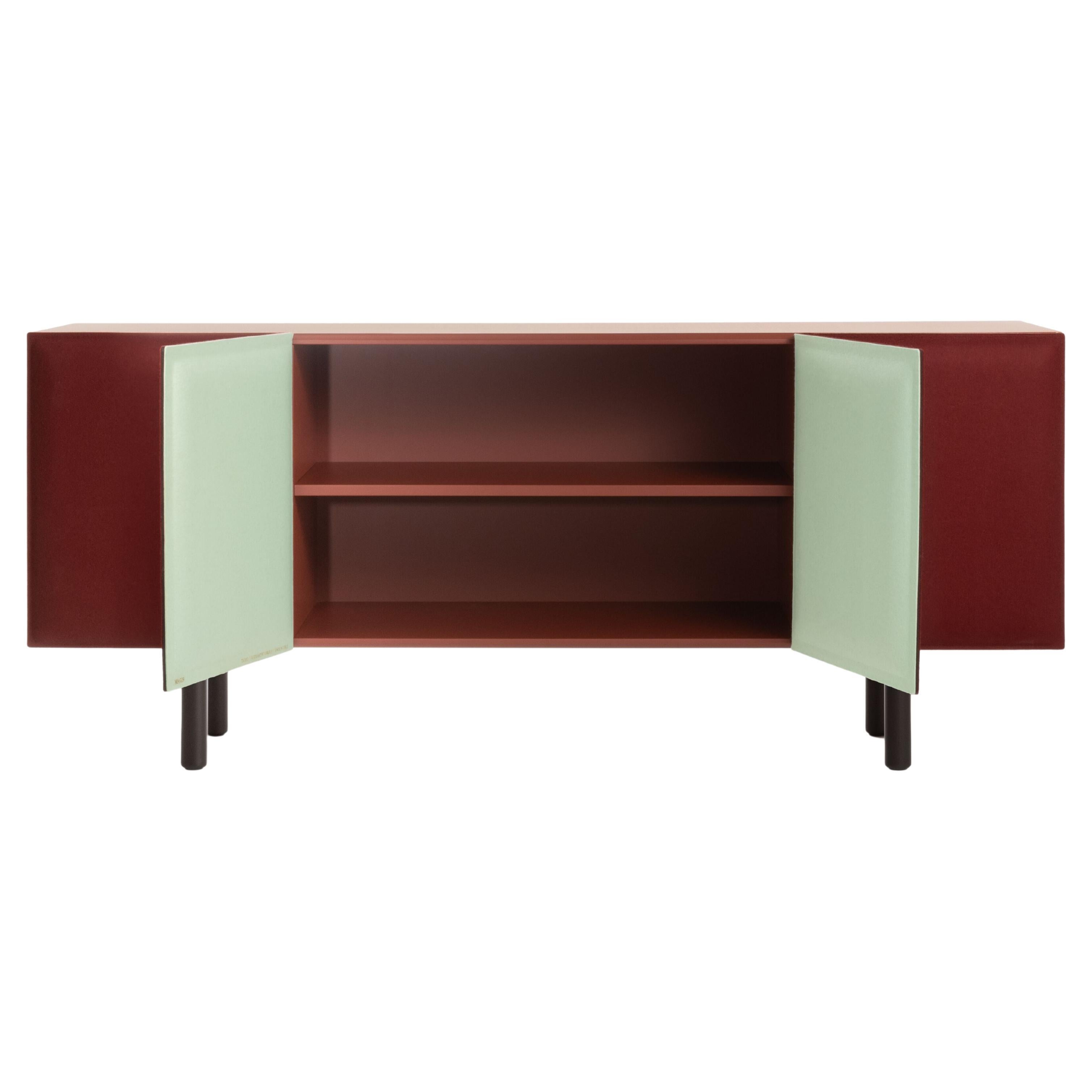 Pre-owned Magis Storage Cabinet / Sideboard  Tacito - 4 Doors - Bordeaux / Light Green