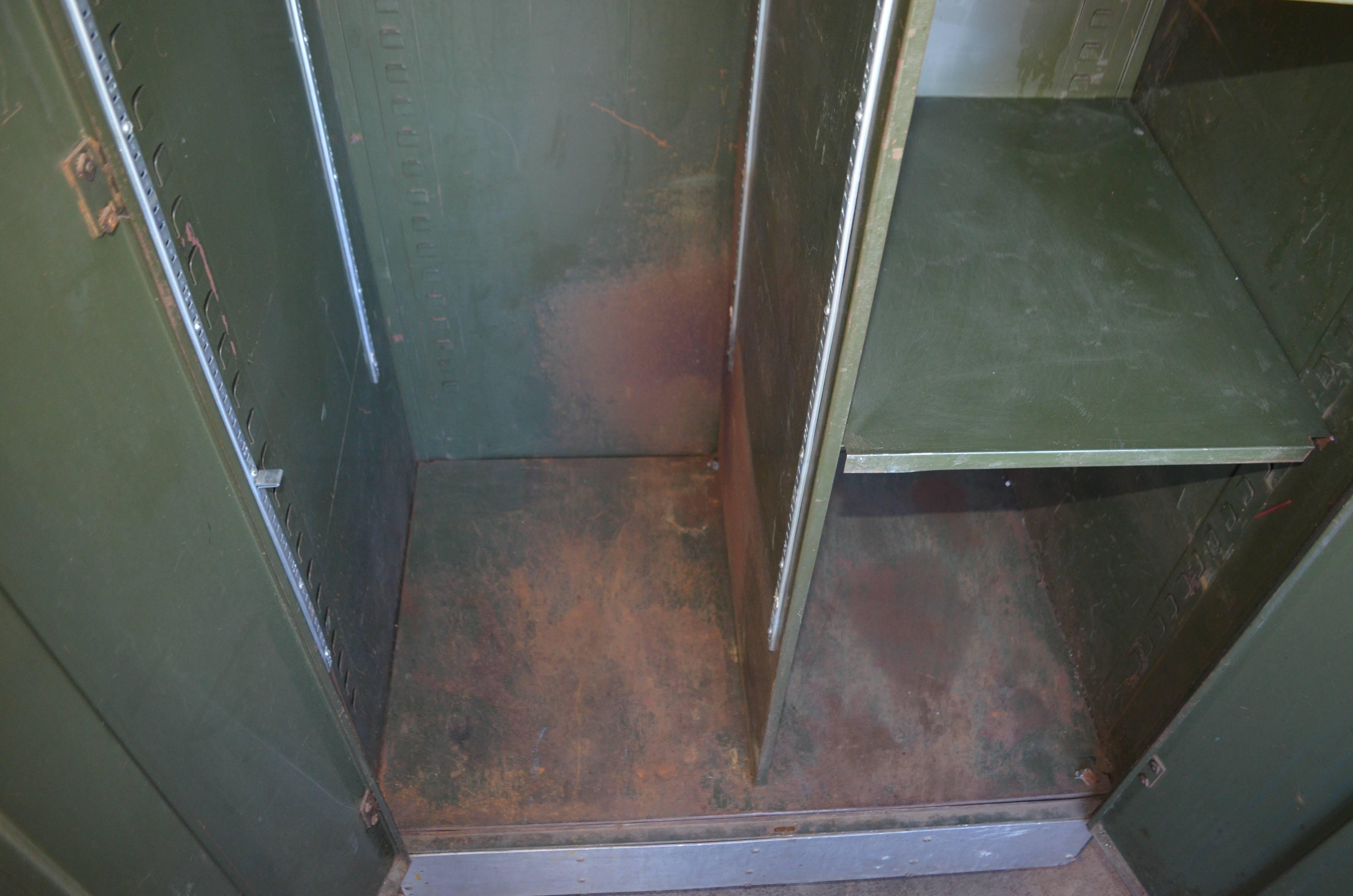 Storage Cabinet Vintage Steel Locker Unit of Steel on Wheels; shelves and closet 10