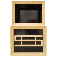 Storage Cabinet with Two-Tone Black Lacquer Finish