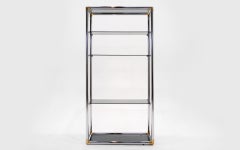 Storage / Display Etagere in Chrome and Brass with Smoked Glass Shelves