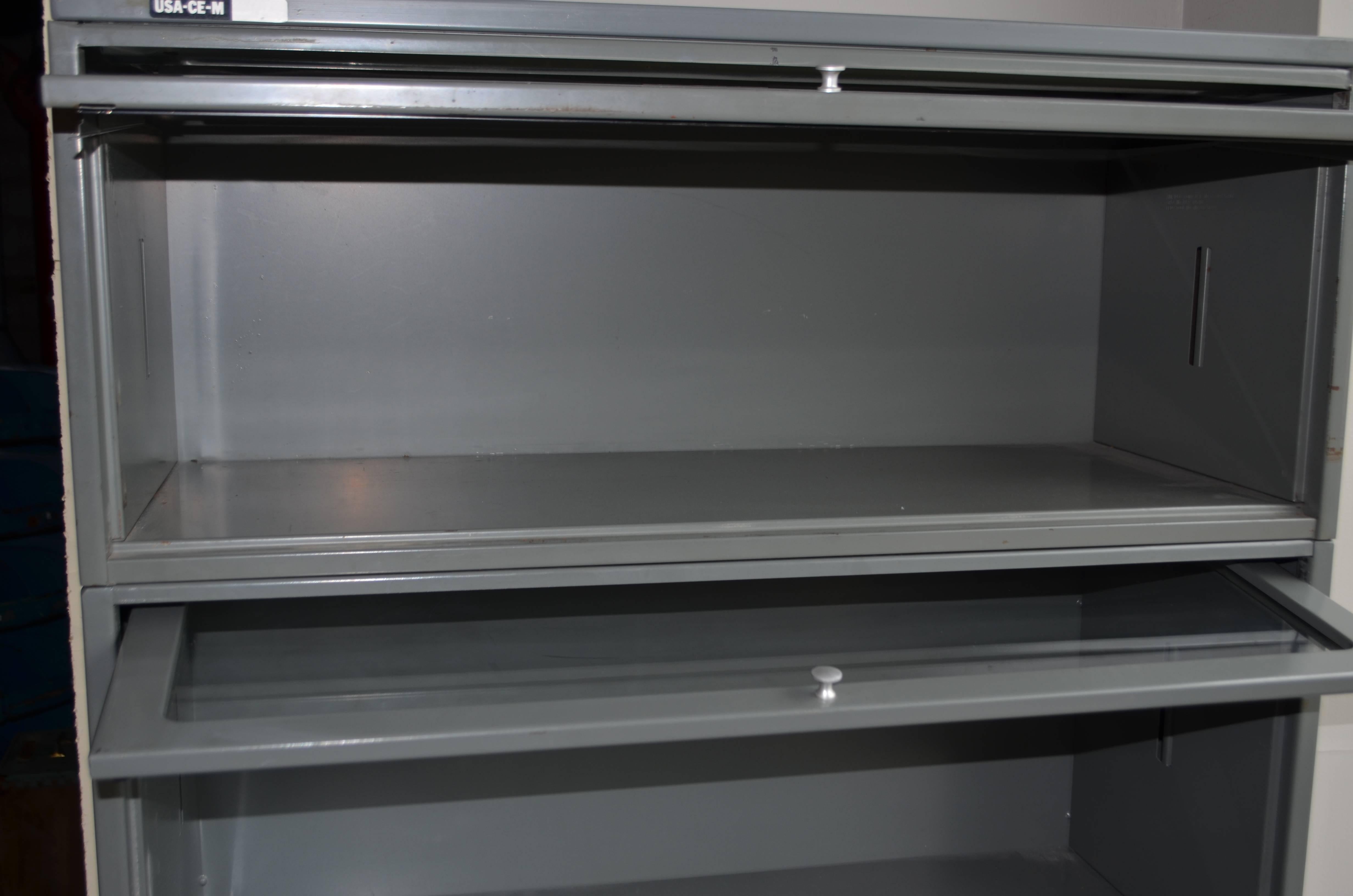 20th Century Storage File Cabinet from Lawyer's Barrister Bookcase of Steel with Glass Doors