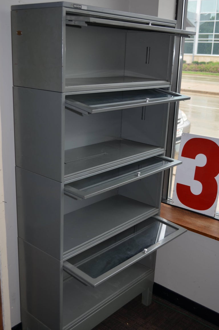 Storage File Lawyer's Barrister Bookcase, Steel, Glass Doors at