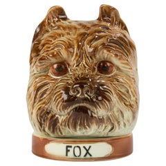 Antique Storage jar Ceramic Fox Terrier Dog