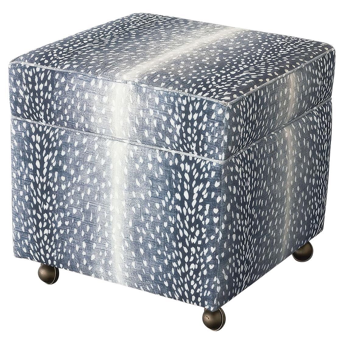 Storage Ottoman Cube - Navy Animal Print