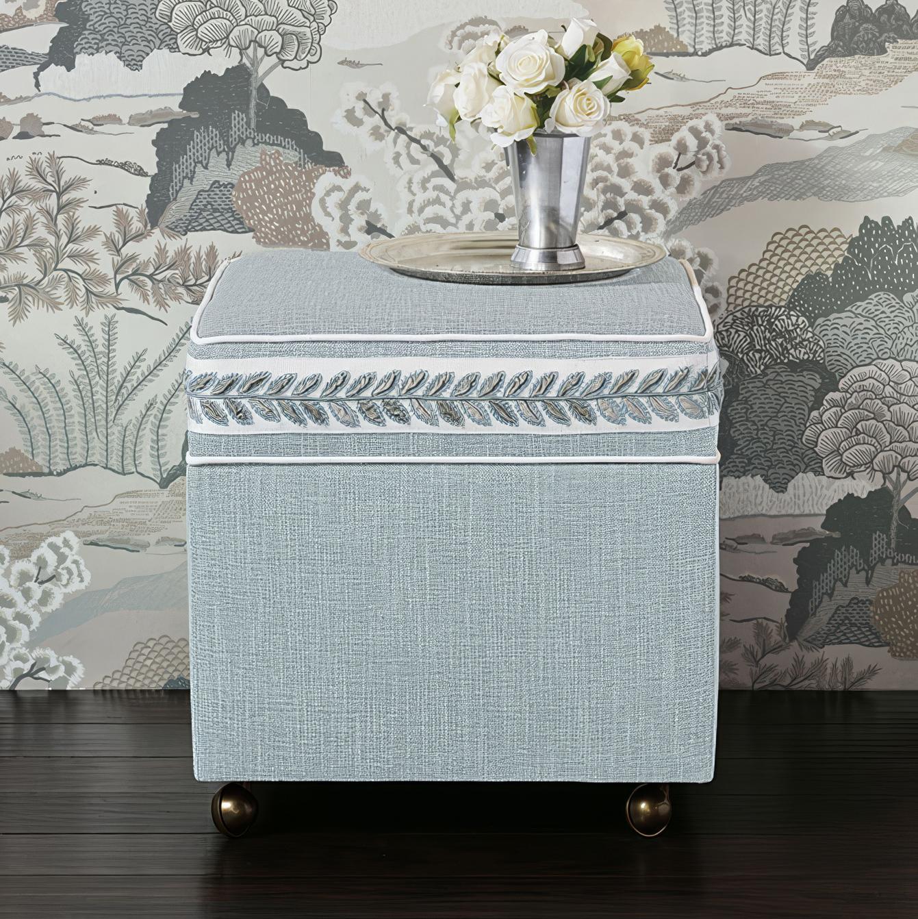Modern Storage Ottoman Cube - Sky Blue For Sale