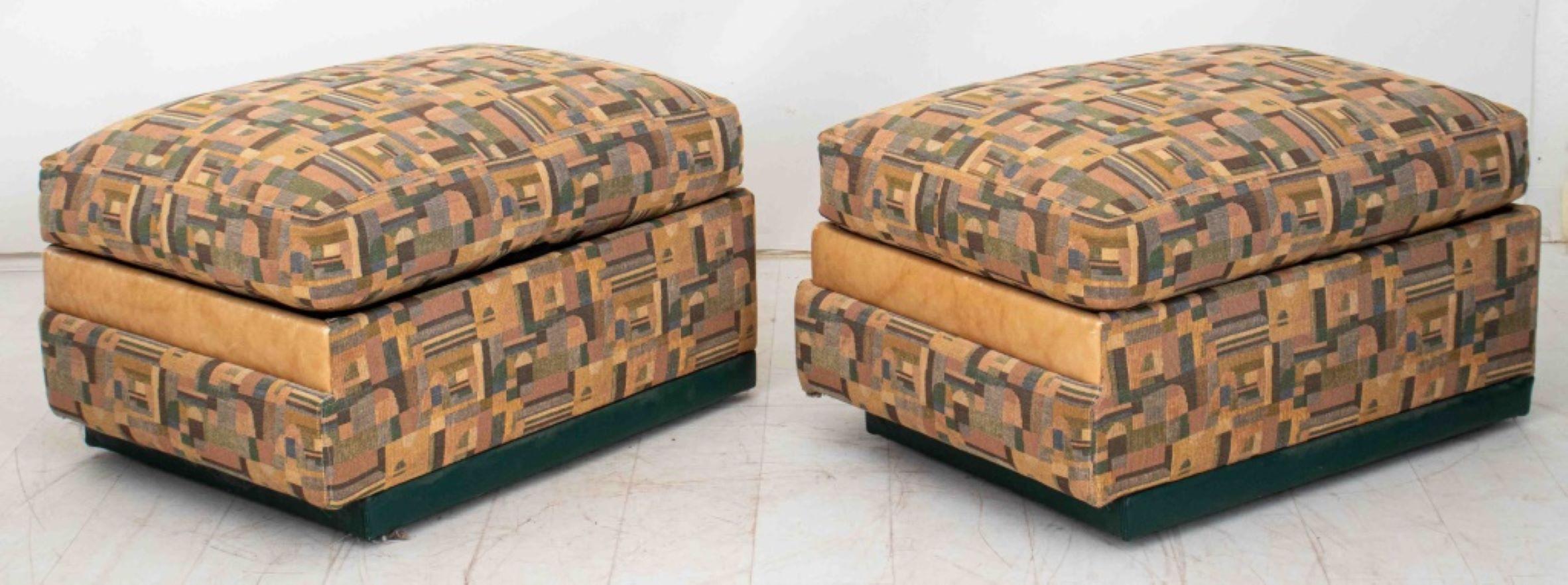 Upholstery Storage Ottoman Stools on Casters, 2 For Sale
