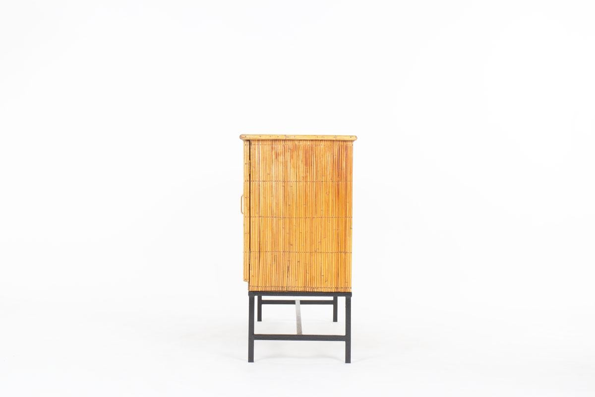French Storage unit in rattan, Audoux Minet style, 1950