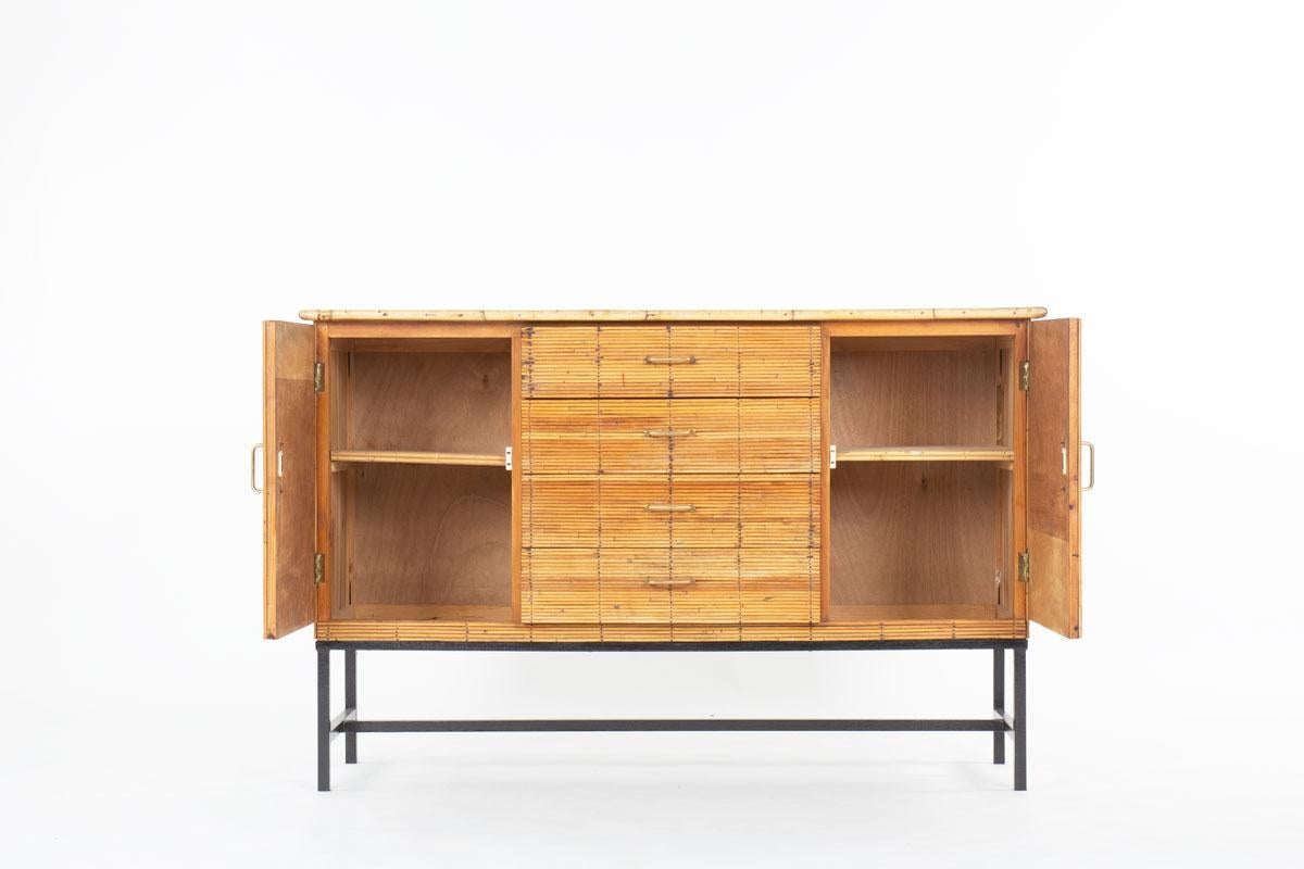 20th Century Storage unit in rattan, Audoux Minet style, 1950