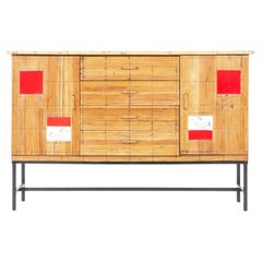 Used Storage unit in rattan, Audoux Minet style, 1950