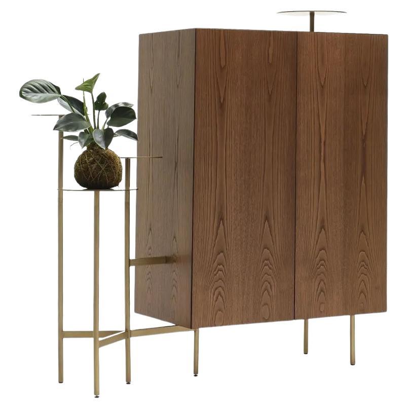 Storage unit Mogg Ikebana design Uto Balmoral - Chestnut veneer and bronze