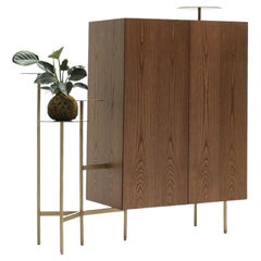 Storage unit Mogg Ikebana design Uto Balmoral - Chestnut veneer and bronze