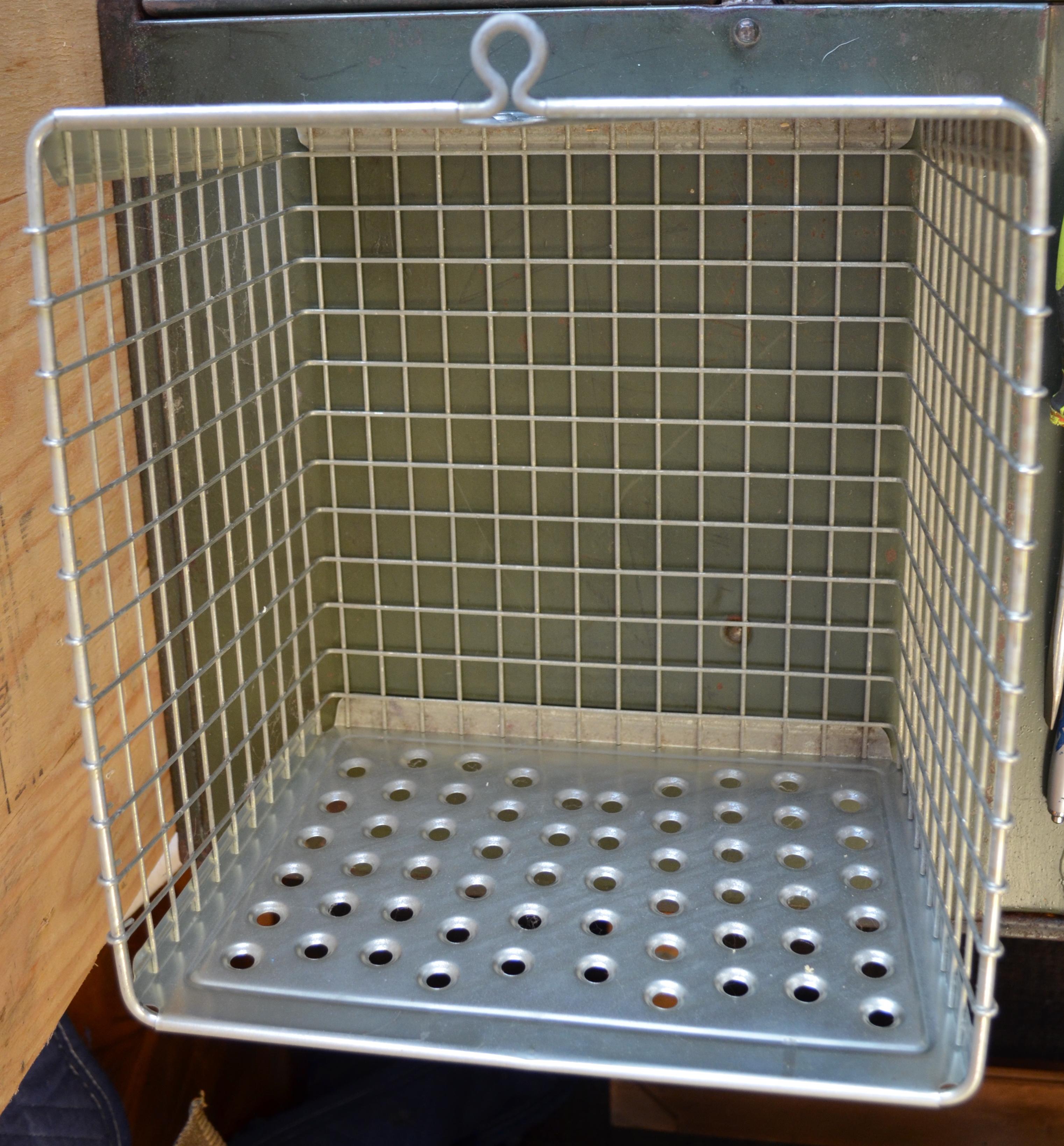 Storage Unit of 21 Swim Locker Wire Baskets on Wheeled Steel Rack For Sale 8