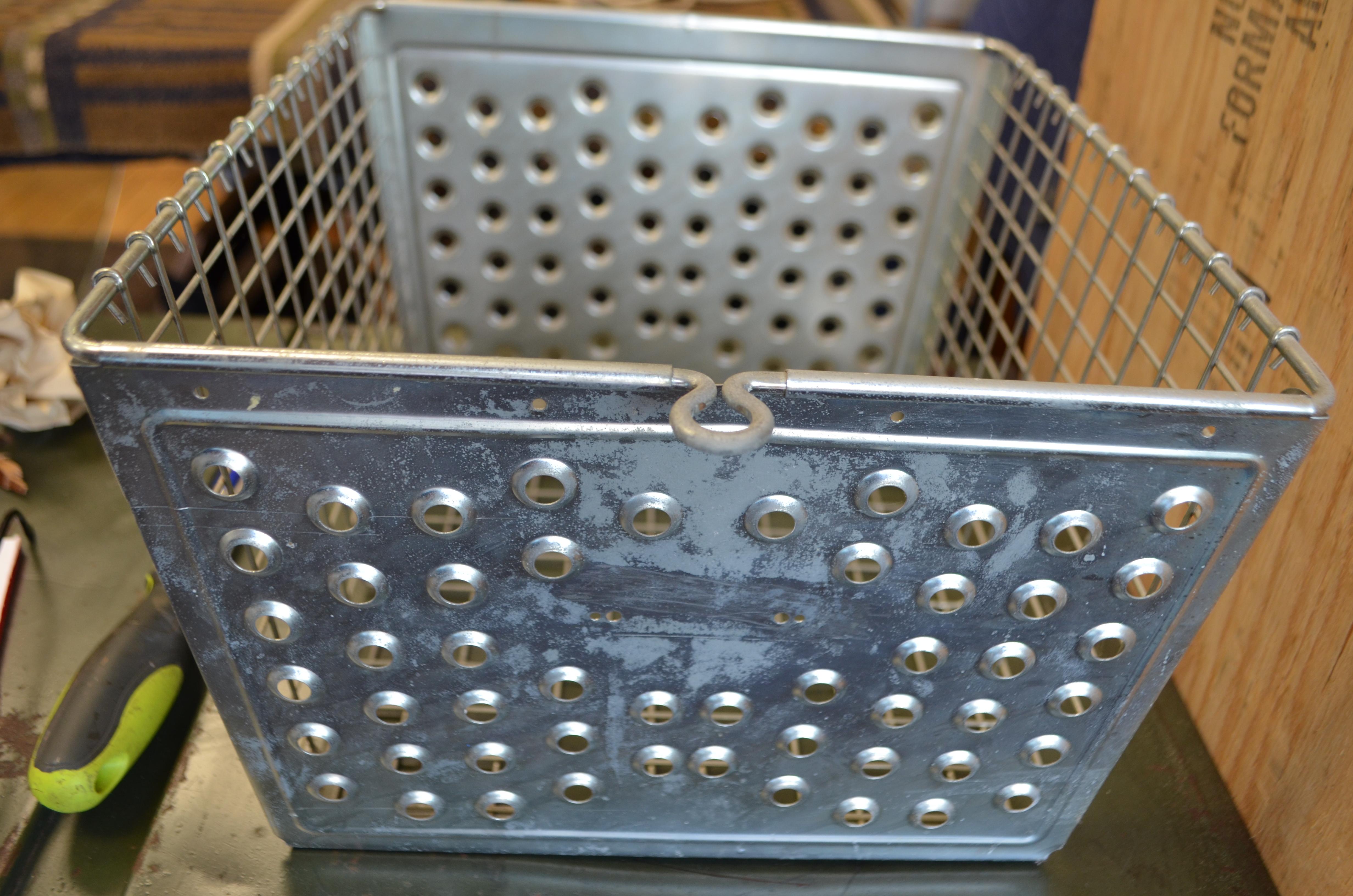 Storage Unit of 21 Swim Locker Wire Baskets on Wheeled Steel Rack For Sale 9