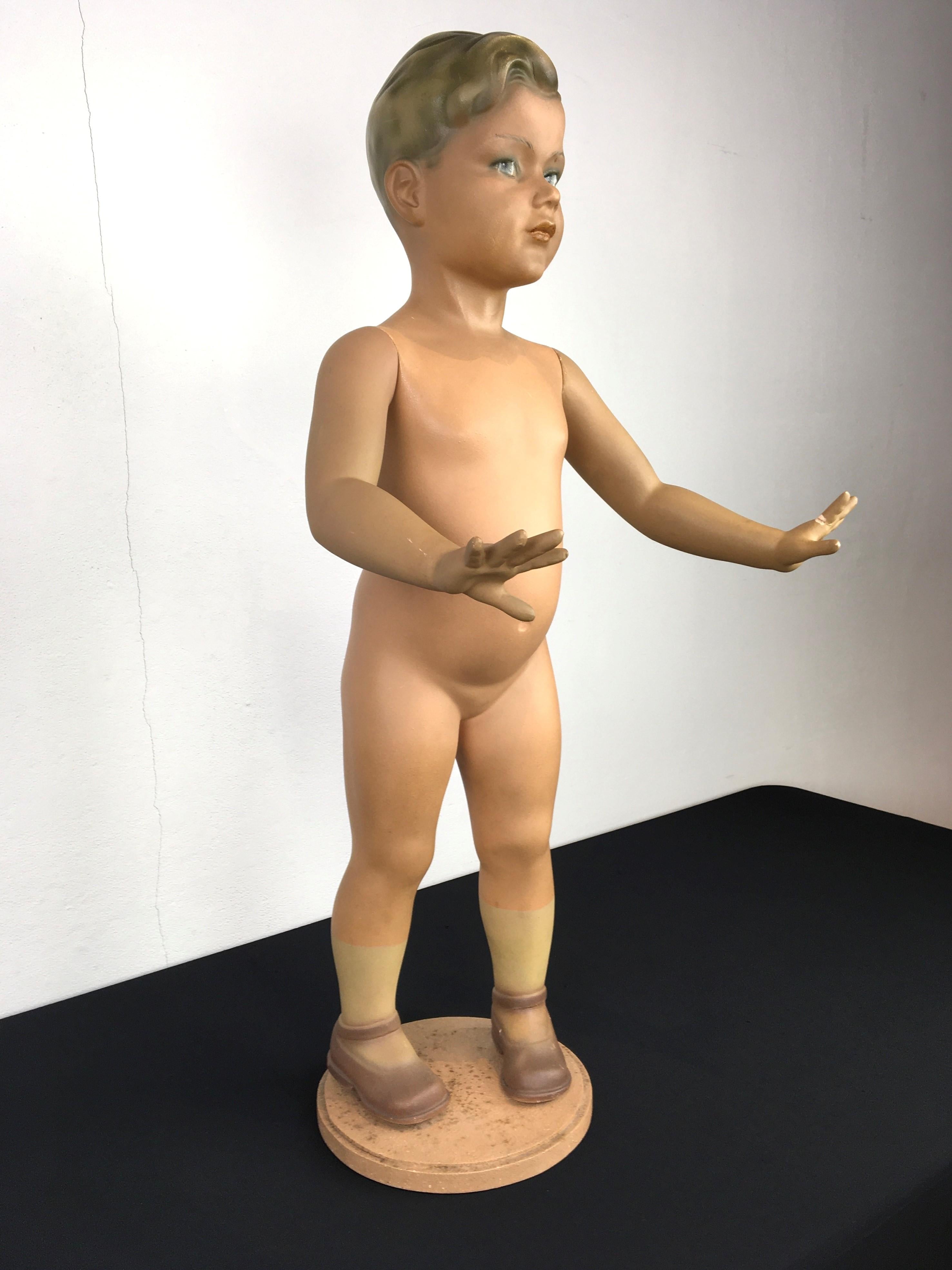 Art Deco Store Display Boy Doll, Child Mannequin For Sale