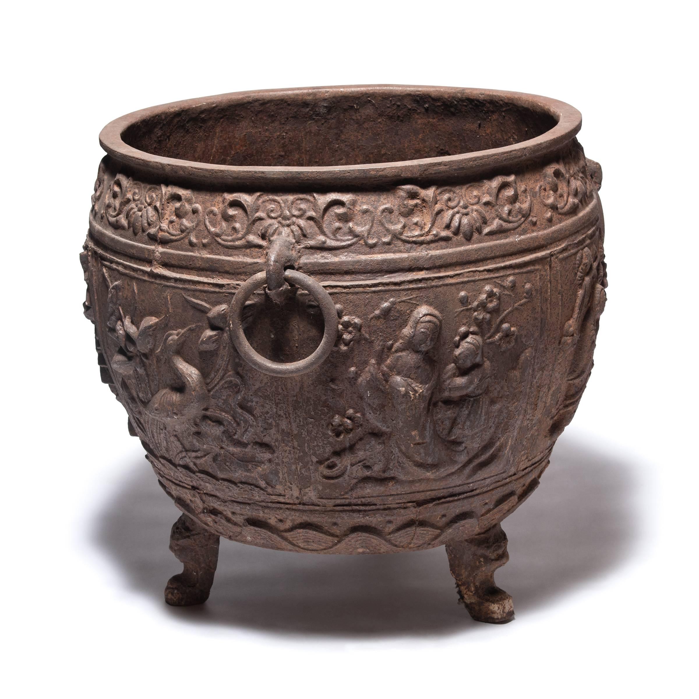 China was the earliest known civilizations to work with cast iron, first appearing thousands of years ago during the illustrious Zhou dynasty. Continuing the time-honored craft of metalwork, this contemporary urn references 19th-century vessels that