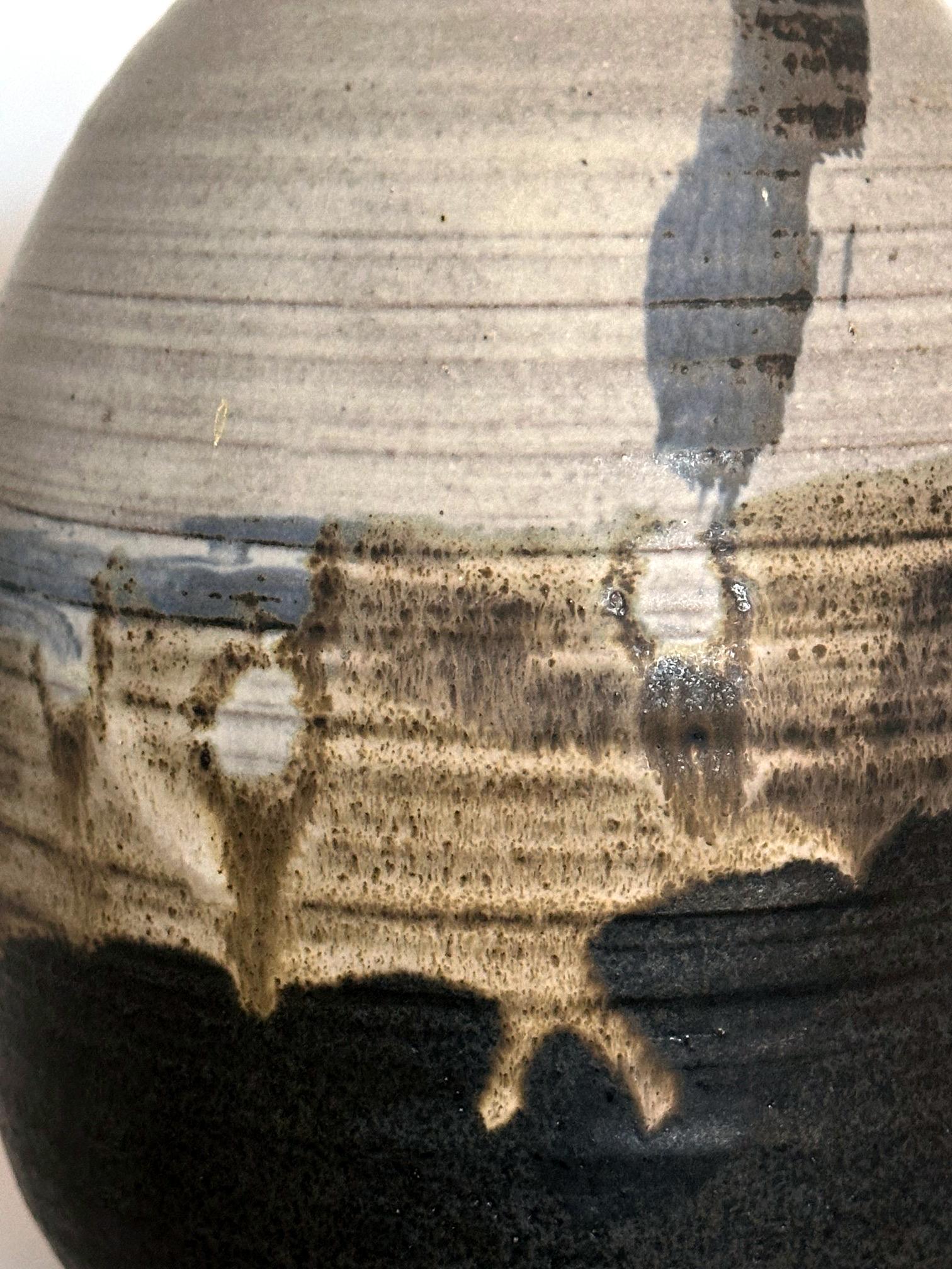 Important Storied Tall Ceramic Pot with Rattle and Fingerprints Toshiko Takaezu For Sale 5