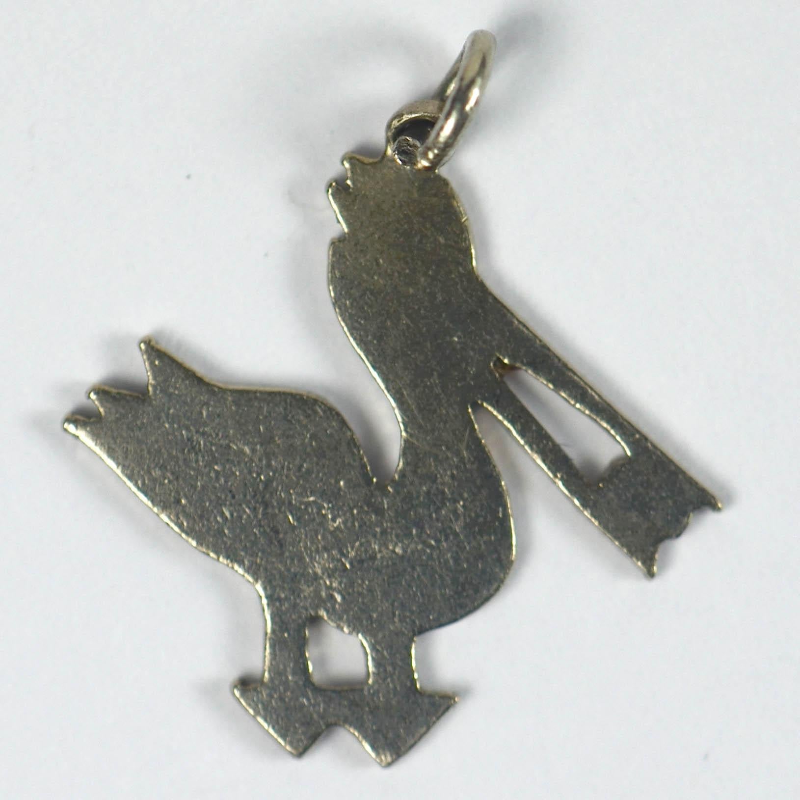 Stork and Egg Platinum Enamel Charm In Good Condition For Sale In London, GB