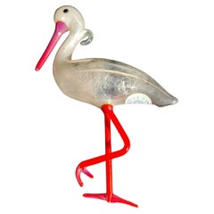 Cigogne Ornament en verre soufflé allemand