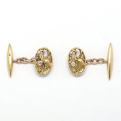 Stork gold and diamond cufflinks