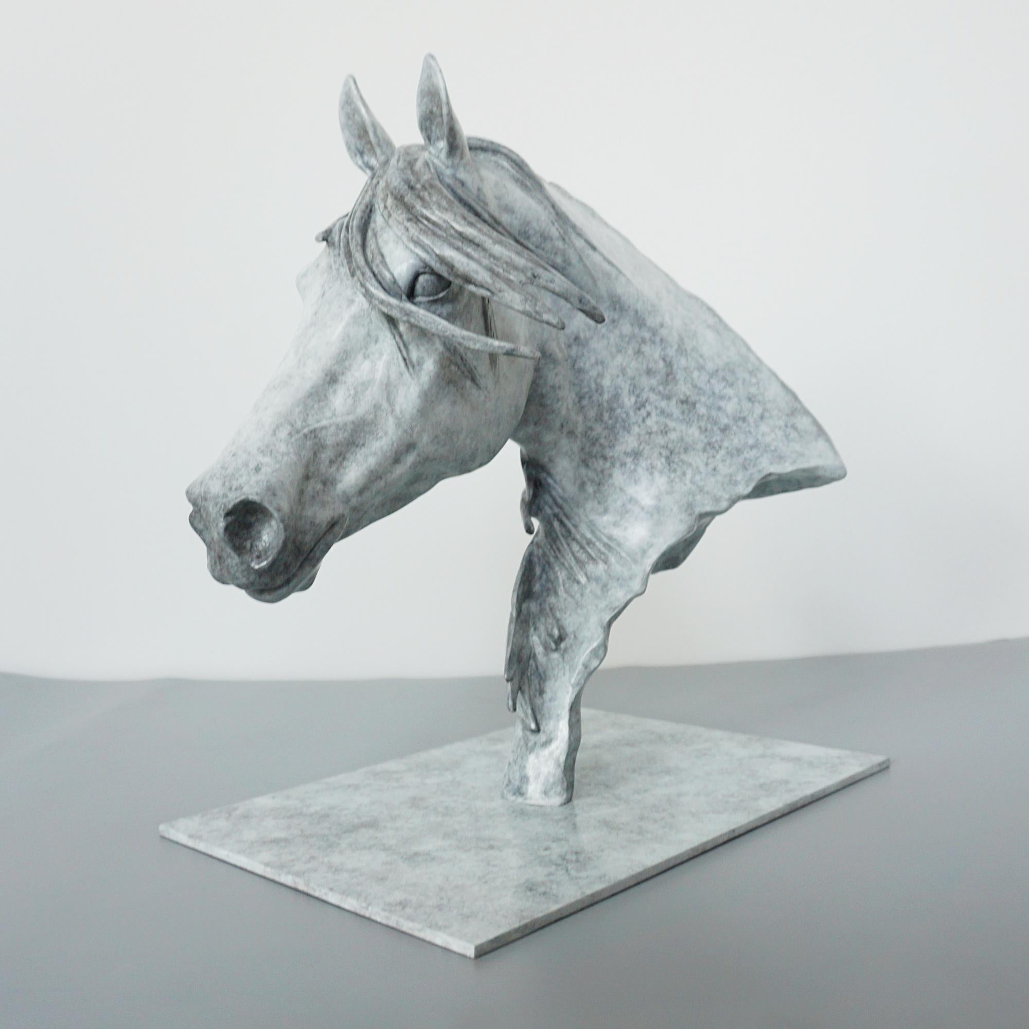 English 'Storm' Beautiful Dappled Gray Limited Edition Bronze Sculpture by Gill Parker