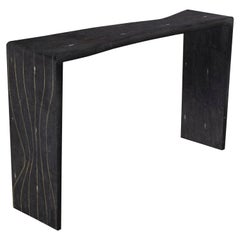 Storm Console Table in Coal Black Shagreen and Bronze-Patina Brass by Kifu Paris