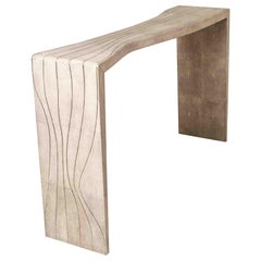 Storm Console Table in Cream Shagreen and Bronze-Patina Brass by Kifu Paris