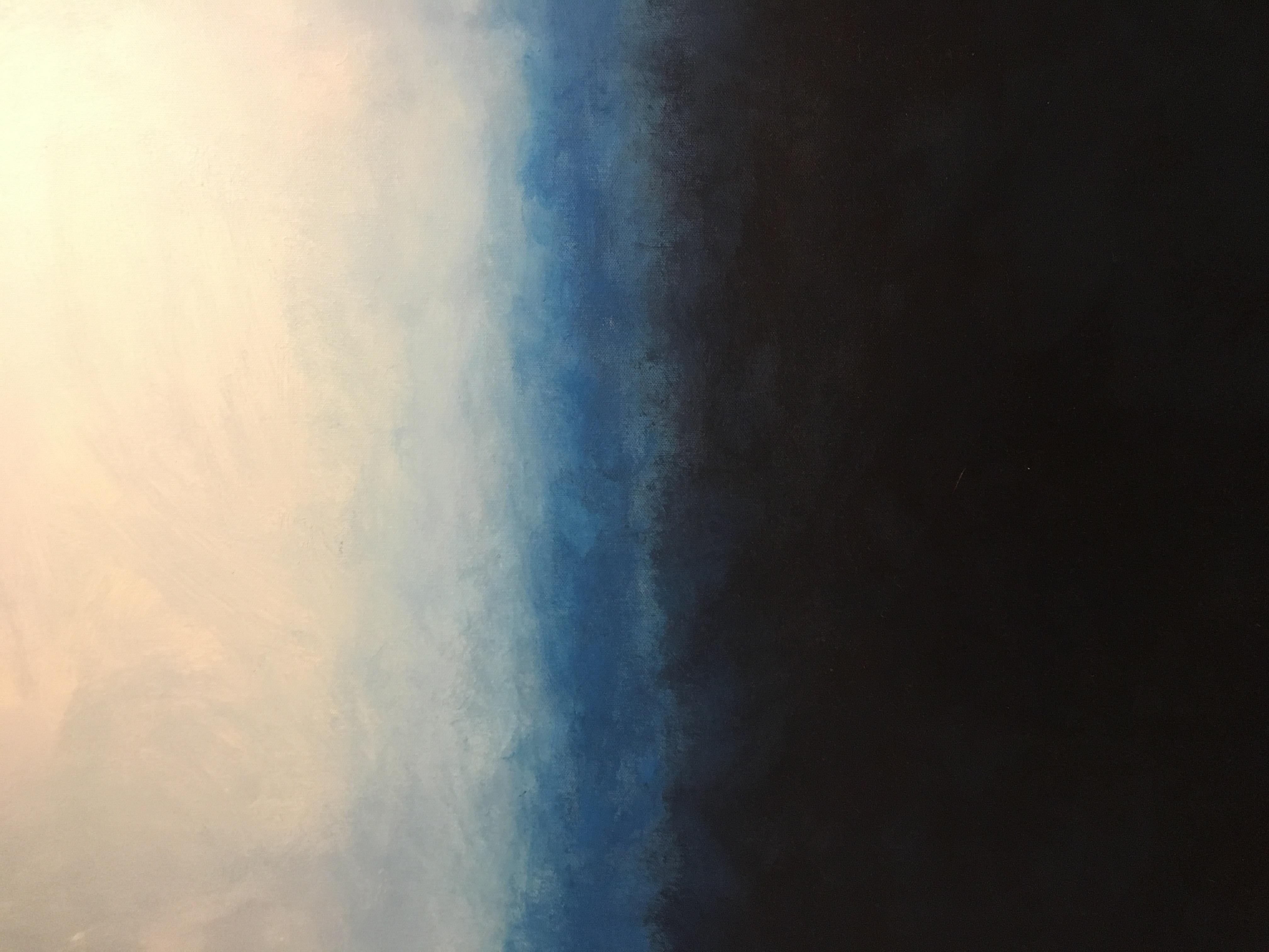 Evocative color-field abstract composition by contemporary American artist, Benjamin Casiano. Casiano is a lover of color and uses dramatic brushstrokes to bring color alive on his canvases, with great depth and visual impact, in a style that
