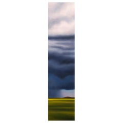 "Storm Edge Slice" Green, Blue, Stormy Oil on Canvas Landscape by Ian Sheldon