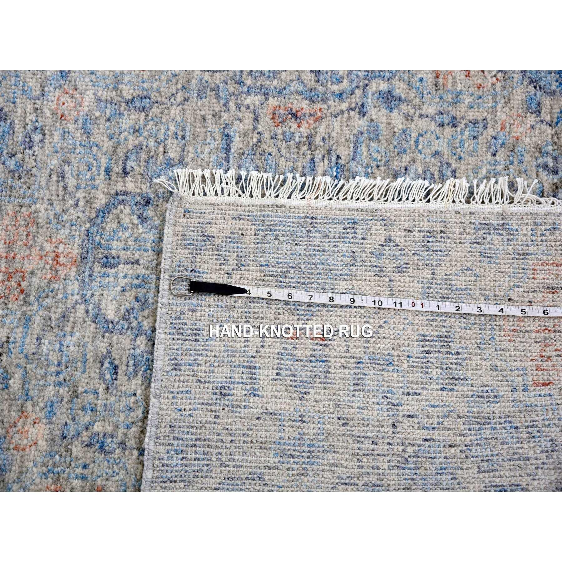 Storm Gray Soft Wool Pile Hand Knotted Obscured and Subtle Motif Oriental Rug For Sale 5