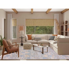 Storm Gray Soft Wool Pile Hand Knotted Obscured and Subtle Motif Oriental Rug