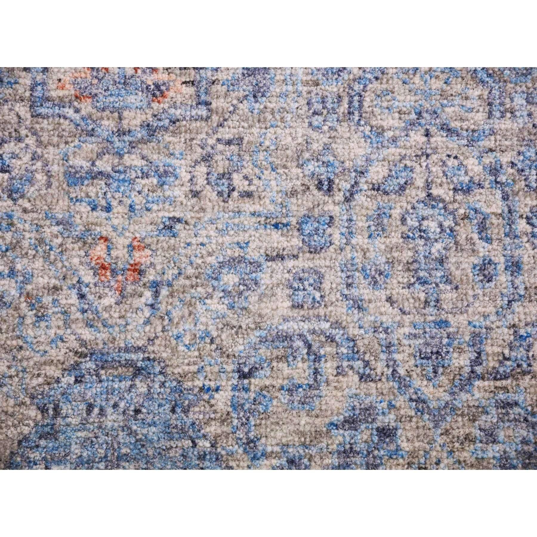 Storm Gray Soft Wool Pile Hand Knotted Obscured and Subtle Motif Oriental Rug For Sale 2