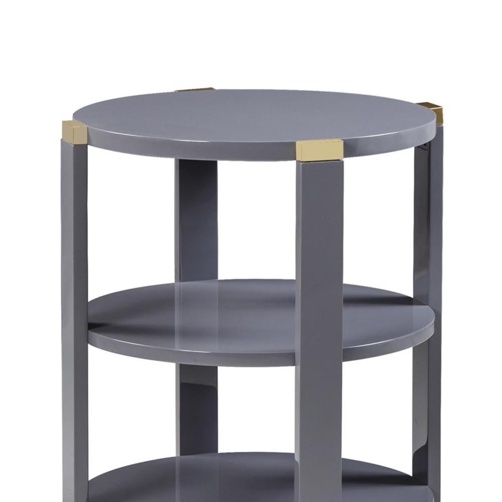 English Storm Grey Lacquered Side Table