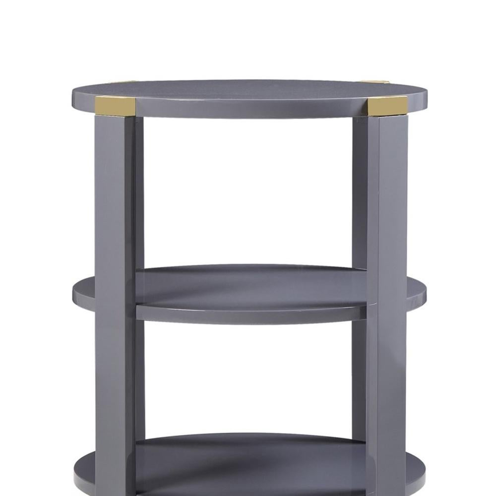 Contemporary Storm Grey Lacquered Side Table