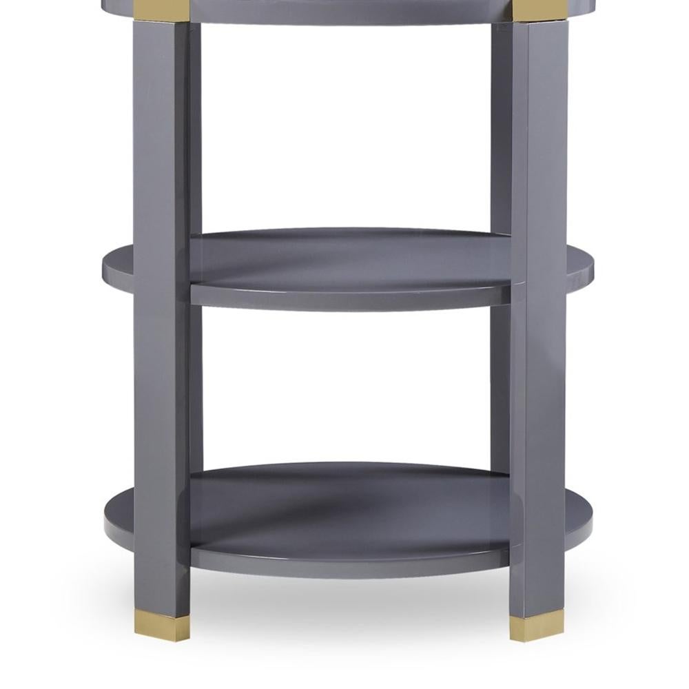 Brass Storm Grey Lacquered Side Table