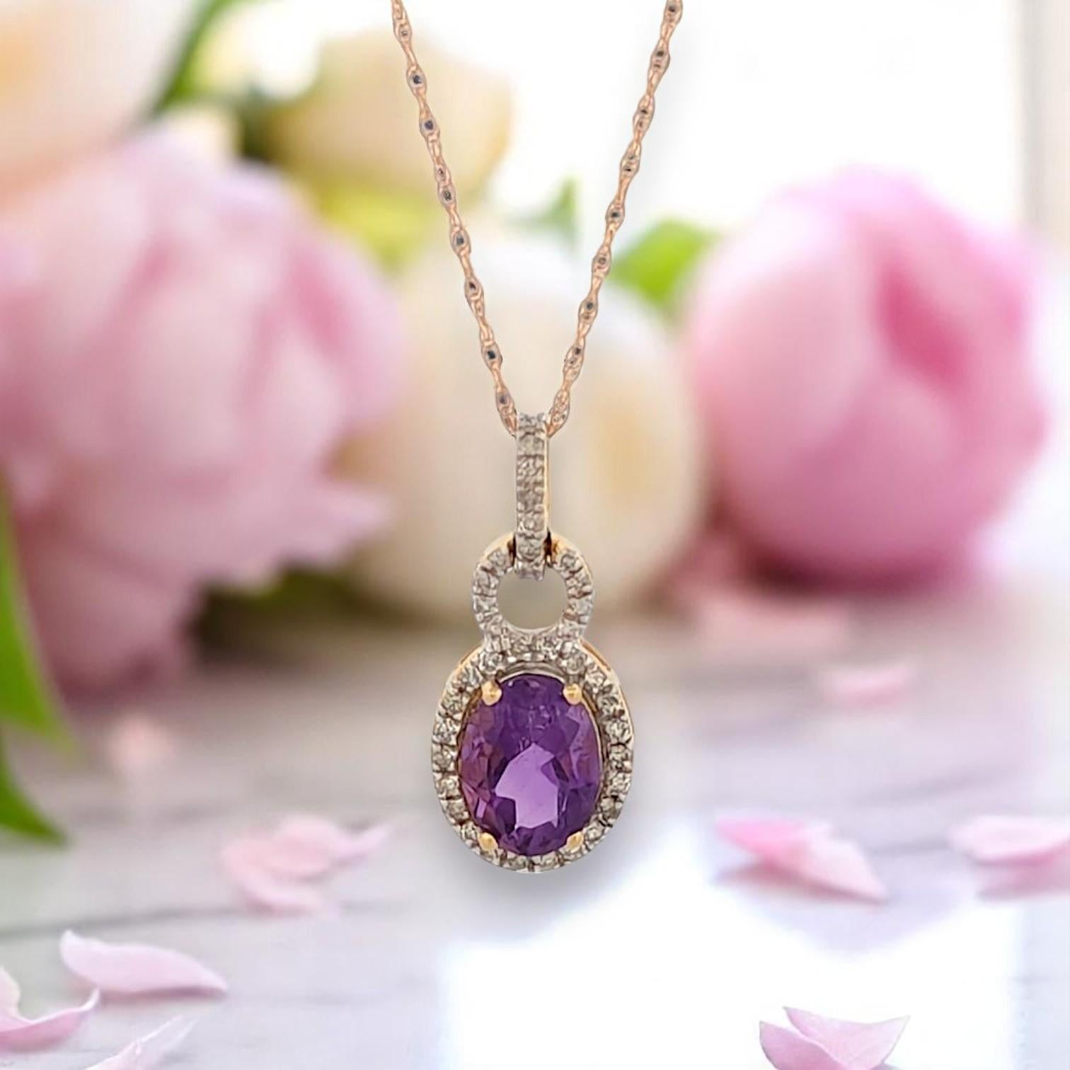 Collier Storm  Bijoux en or jaune 10k diamant et améthyste  Cadeau audacieux et Elegance Pour femmes en vente