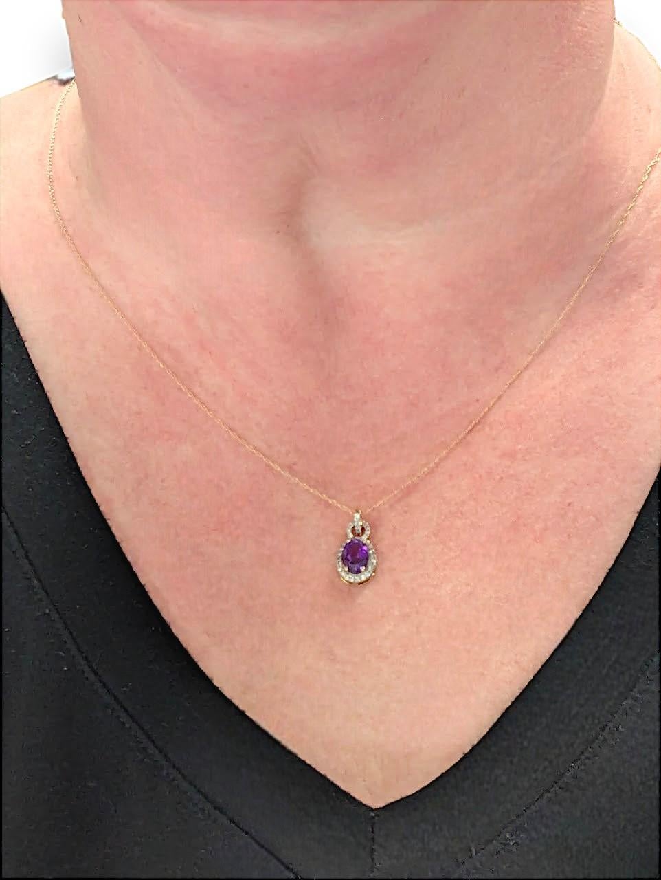 Collier Storm  Bijoux en or jaune 10k diamant et améthyste  Cadeau audacieux et Elegance en vente 2