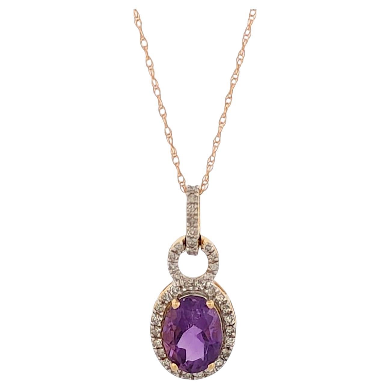 Collier Storm  Bijoux en or jaune 10k diamant et améthyste  Cadeau audacieux et Elegance