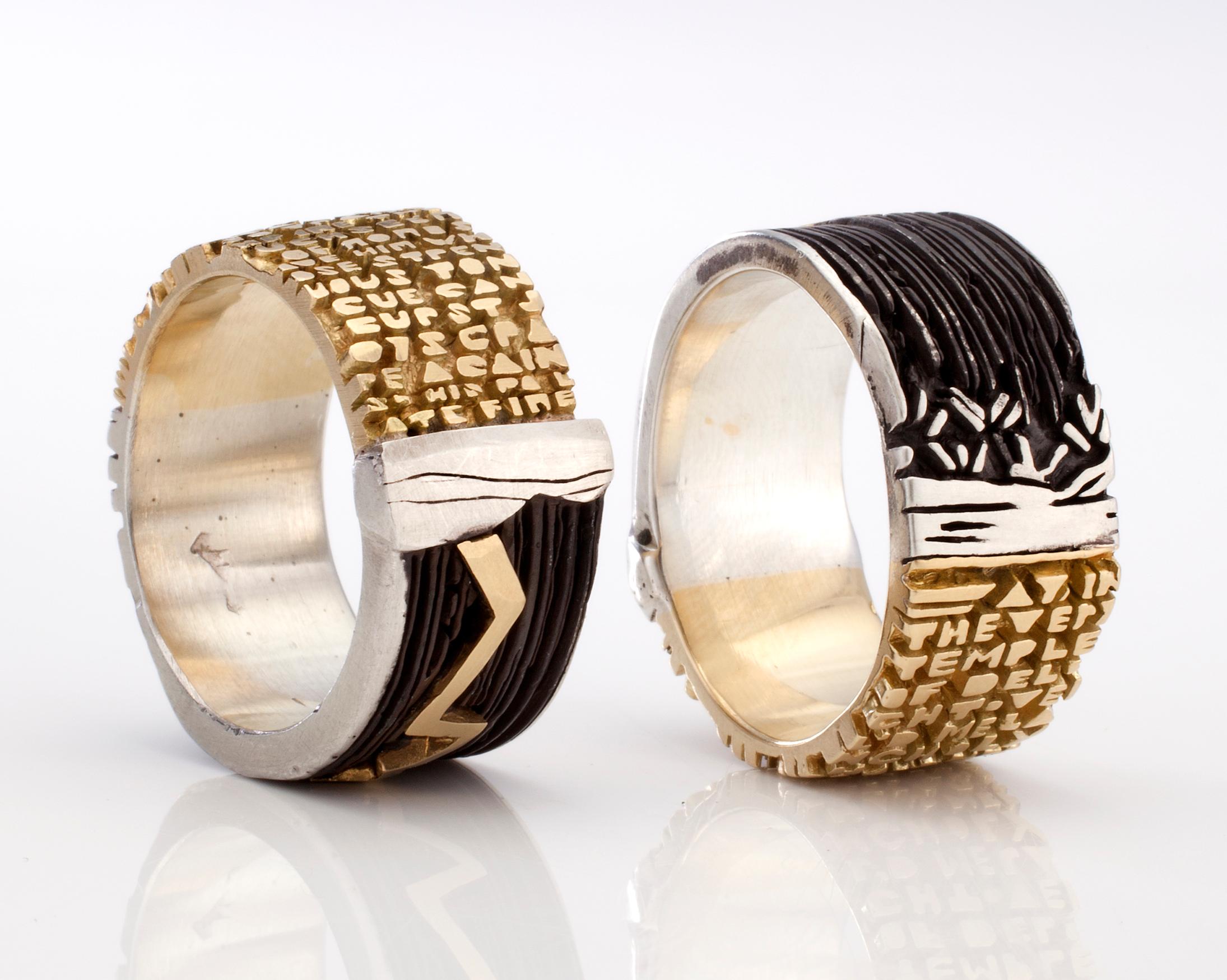 Modern Storm Ring in Sterling Silver, Blackened Silver and 18-Karat Gold