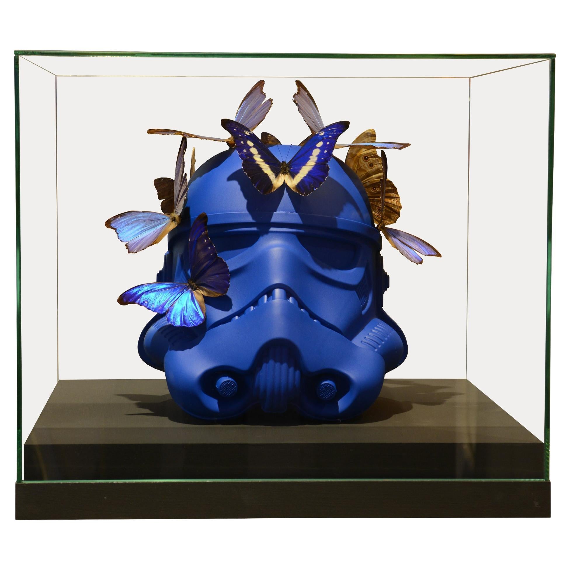 Stormtrooper Blue Helmet Butterflies Sculpture