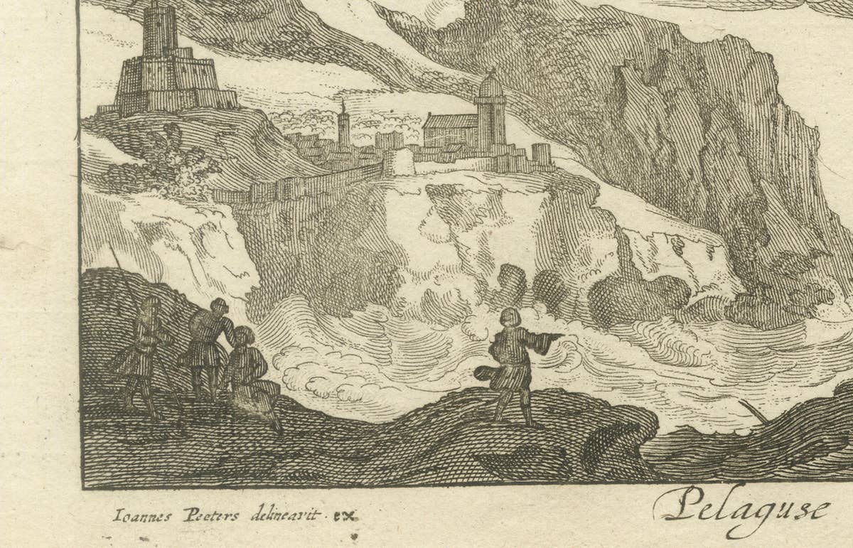 Stormy Scene in the Aegean Archipelago with Coastal Fortifications, circa 1680