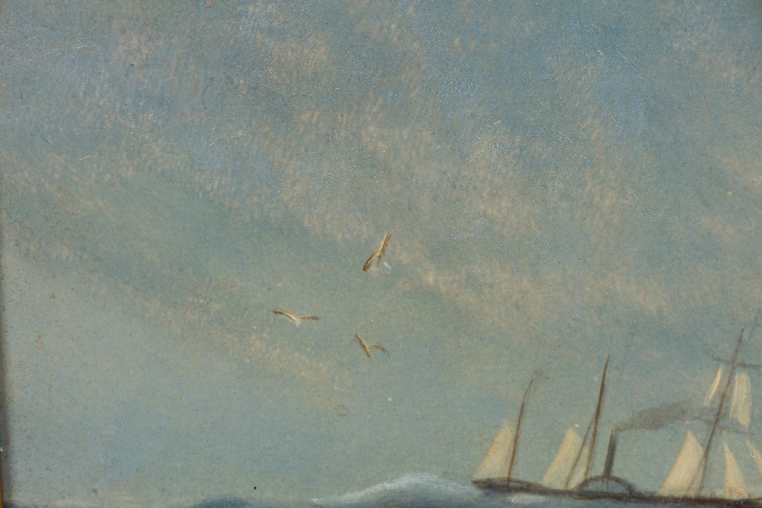 Hand-Painted Stormy Sky Tall Ship Seascape For Sale