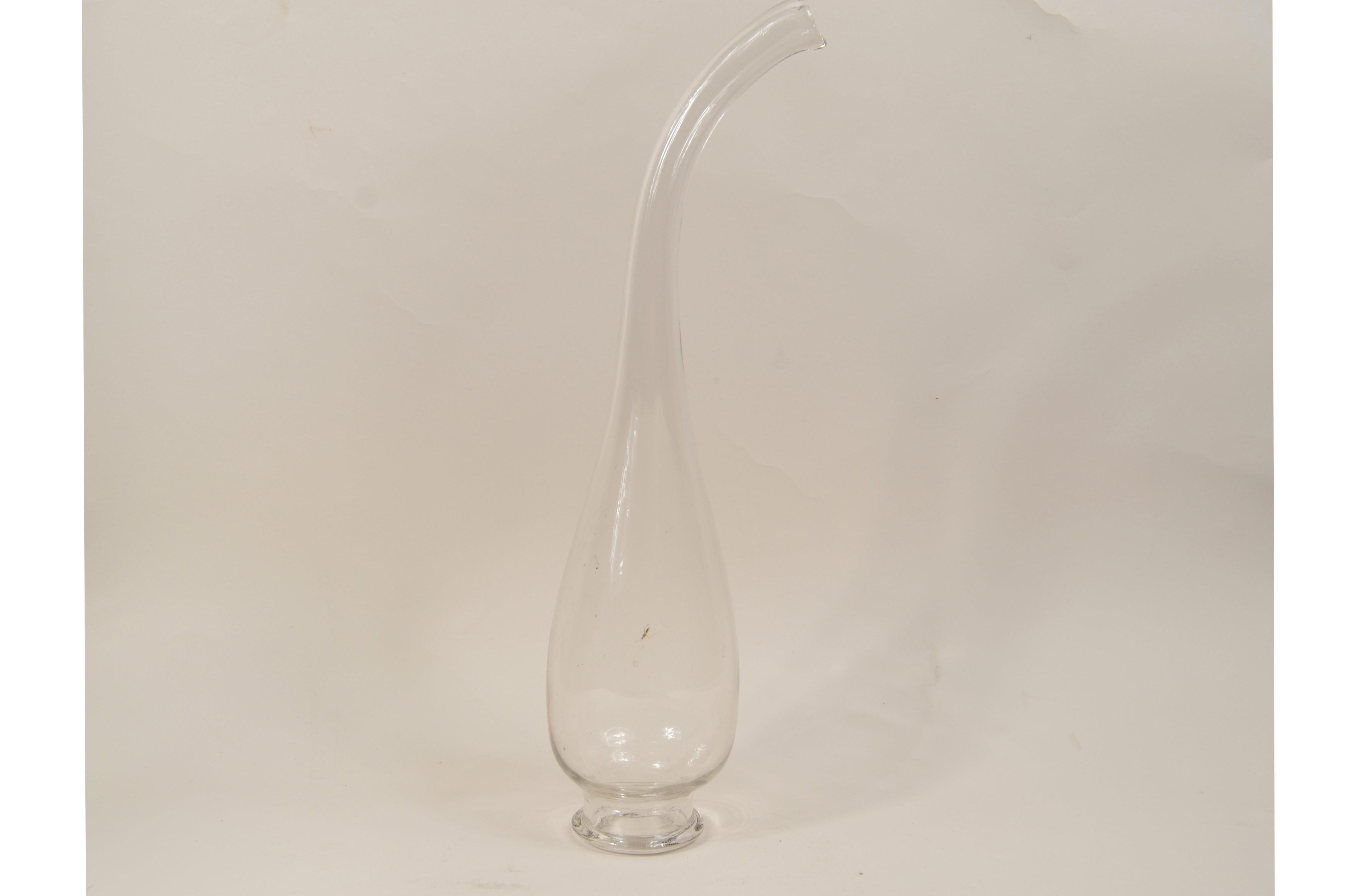 Glass Storta da laboratorio in vetro soffiato trasparente dei primi del XIX sec. For Sale