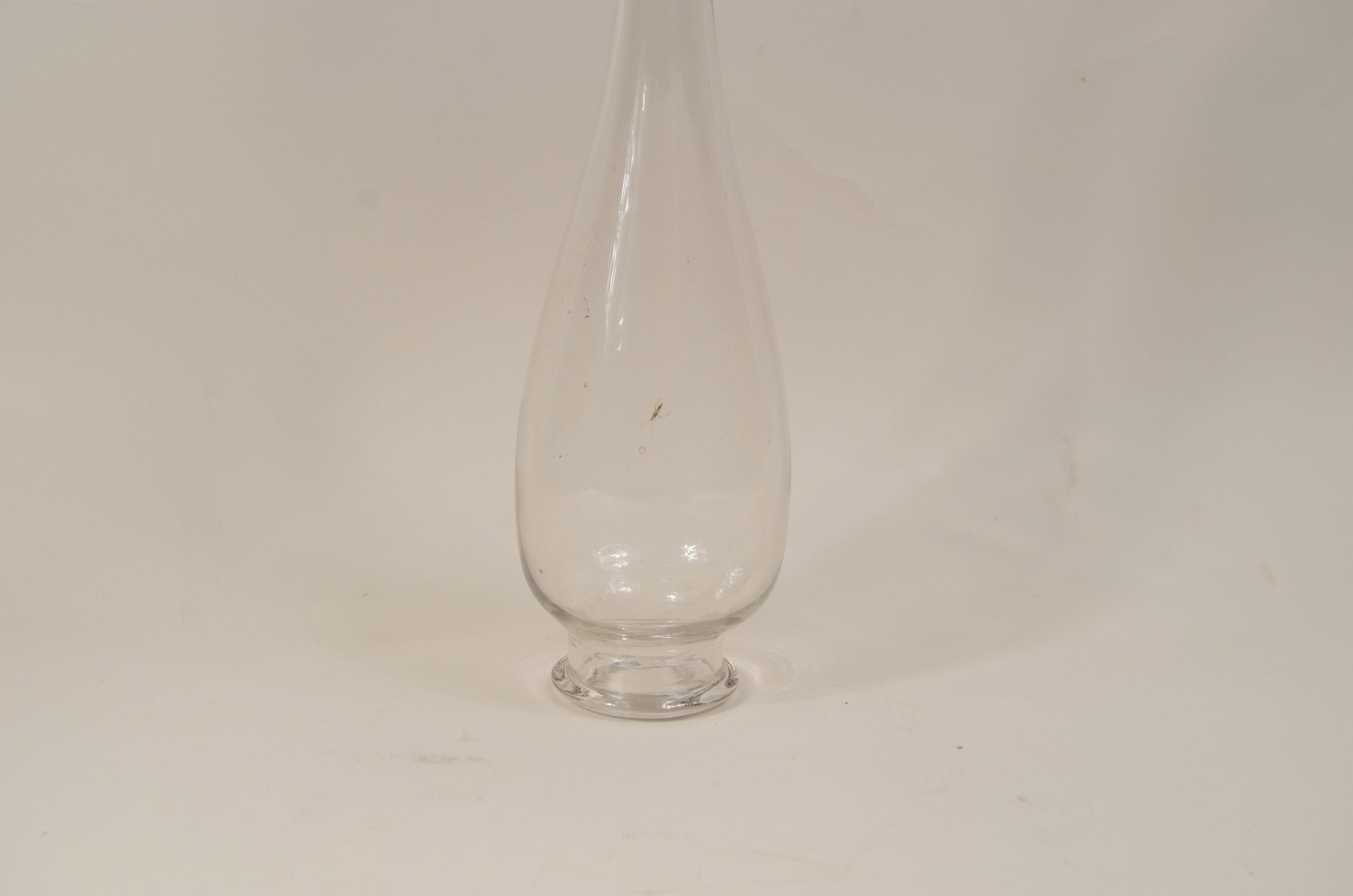Storta da laboratorio in vetro soffiato trasparente dei primi del XIX sec. For Sale 1