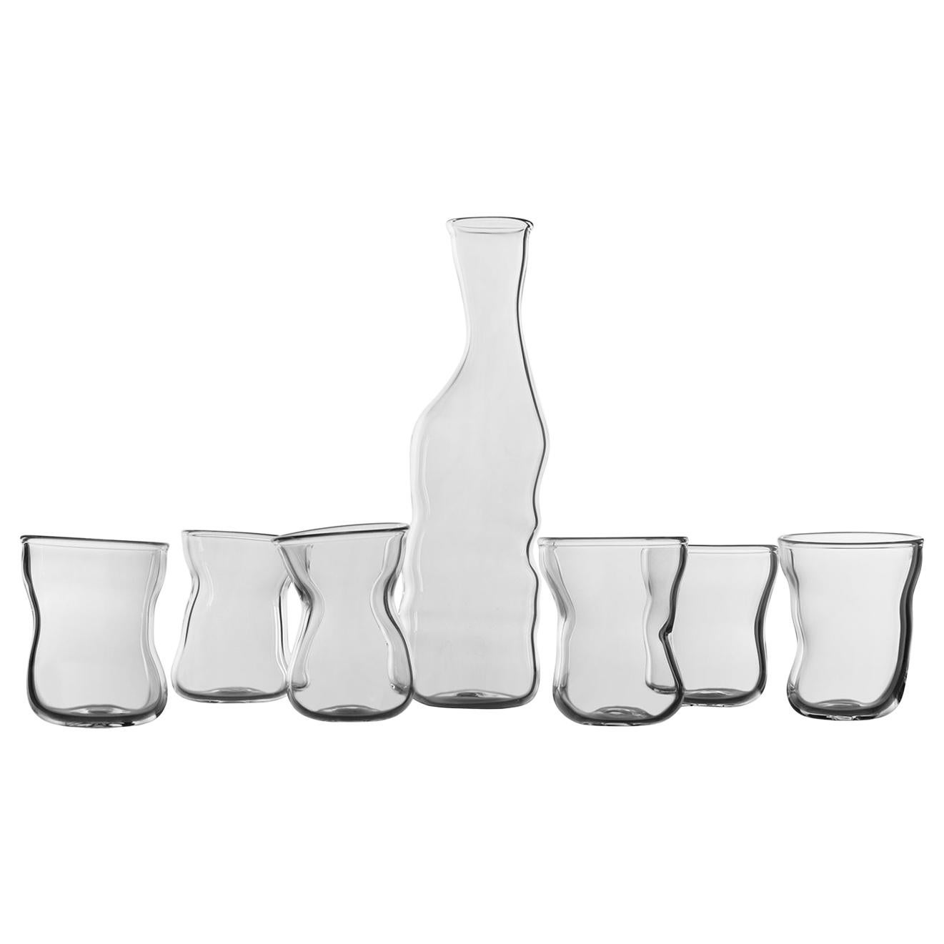 "Storti Set" Hand Blown Glasses and Bottle by Simone Crestani