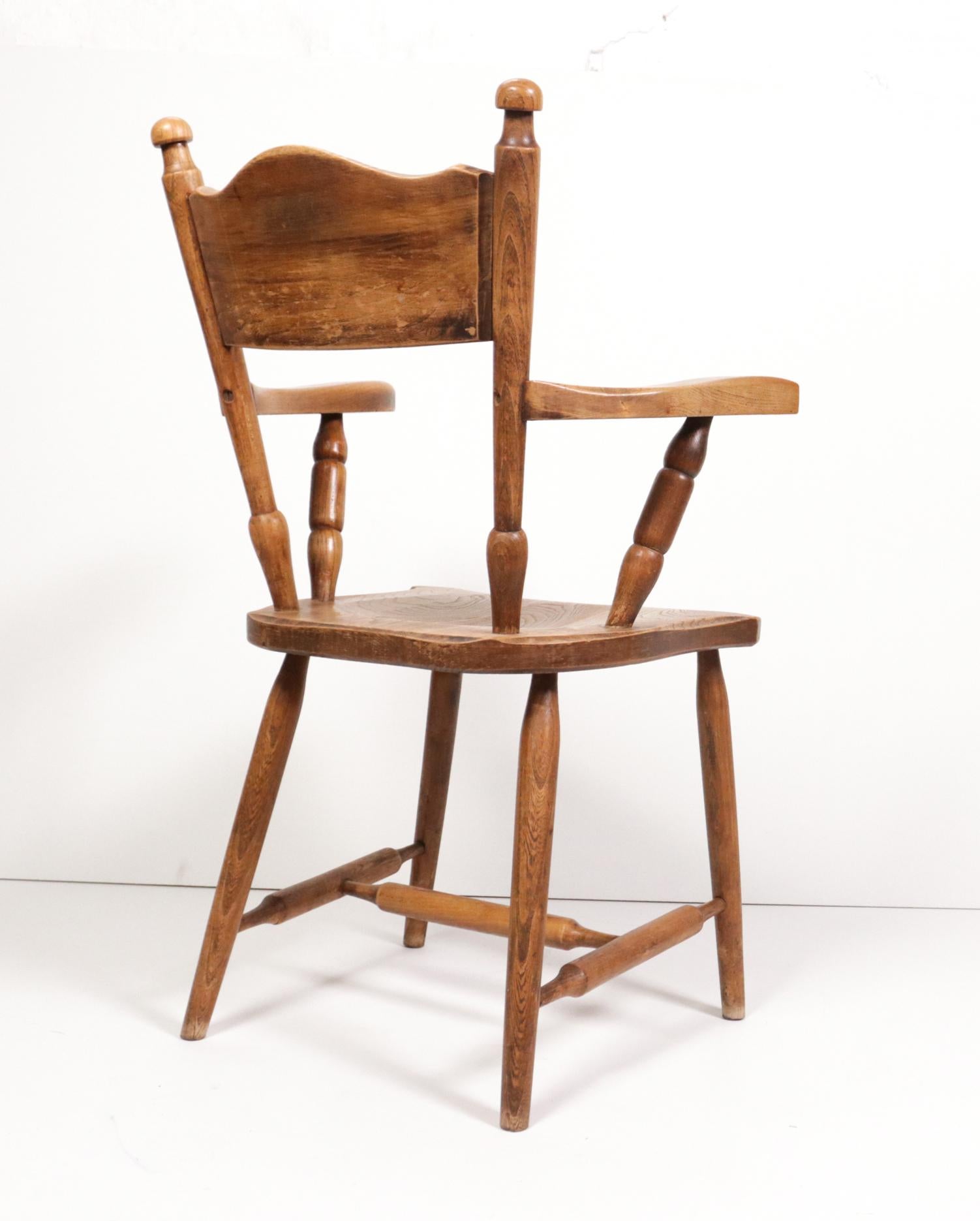 Story Book Brutalist Wabi Sabi Oak Fire Place Chair For Sale 5