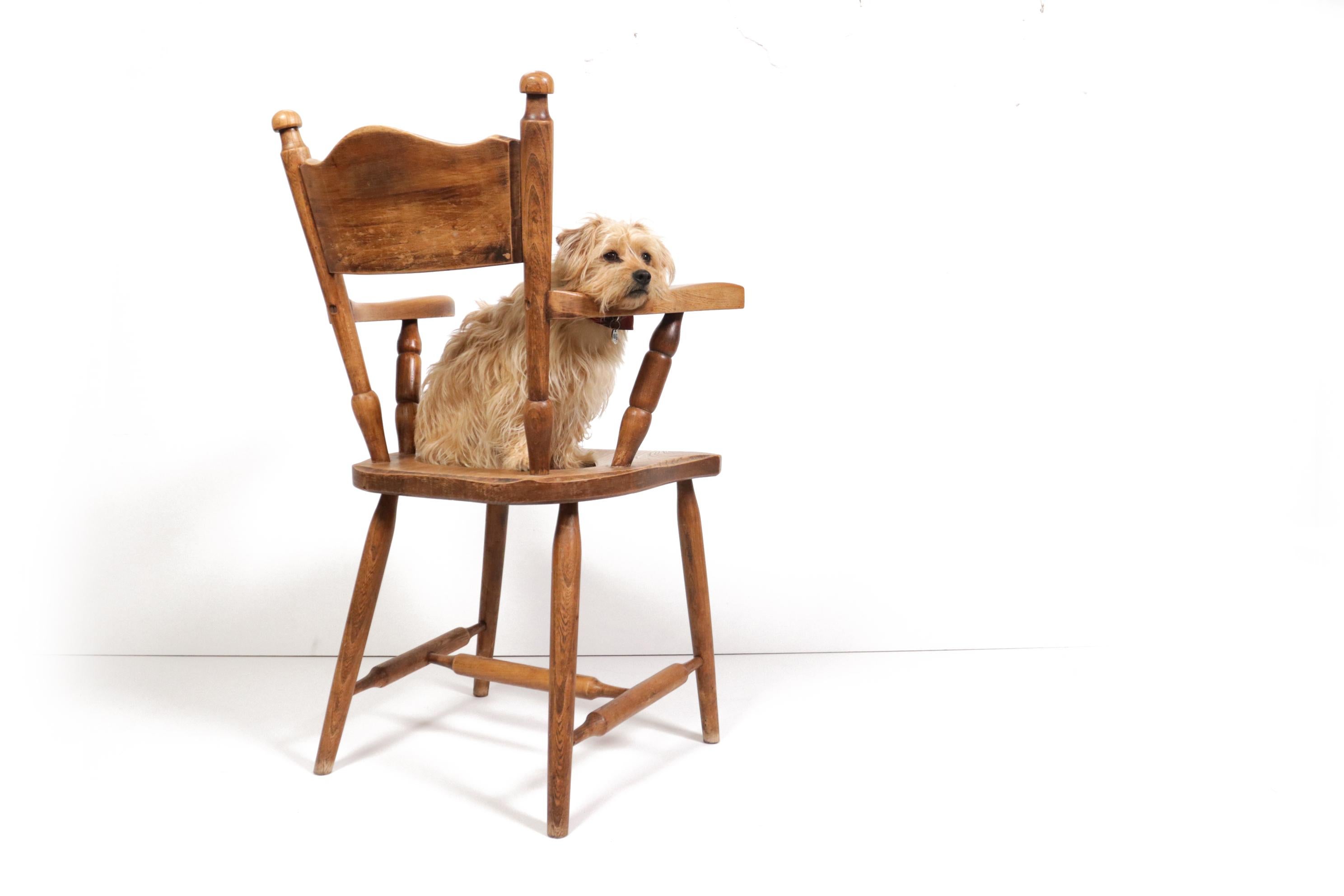 Story Book Brutalist Wabi Sabi Oak Fire Place Chair For Sale 6