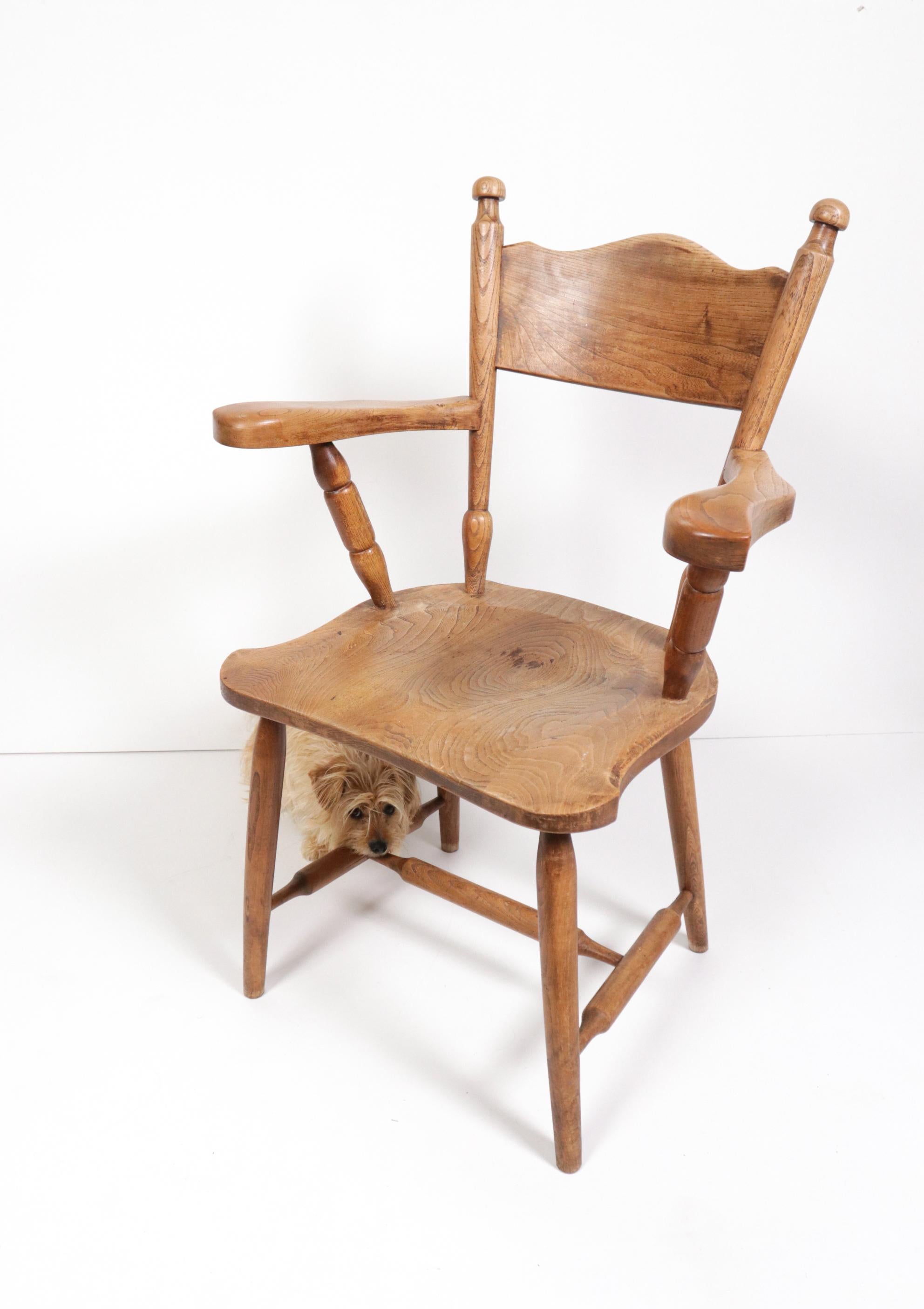Story Book Brutalist Wabi Sabi Oak Fire Place Chair For Sale 7