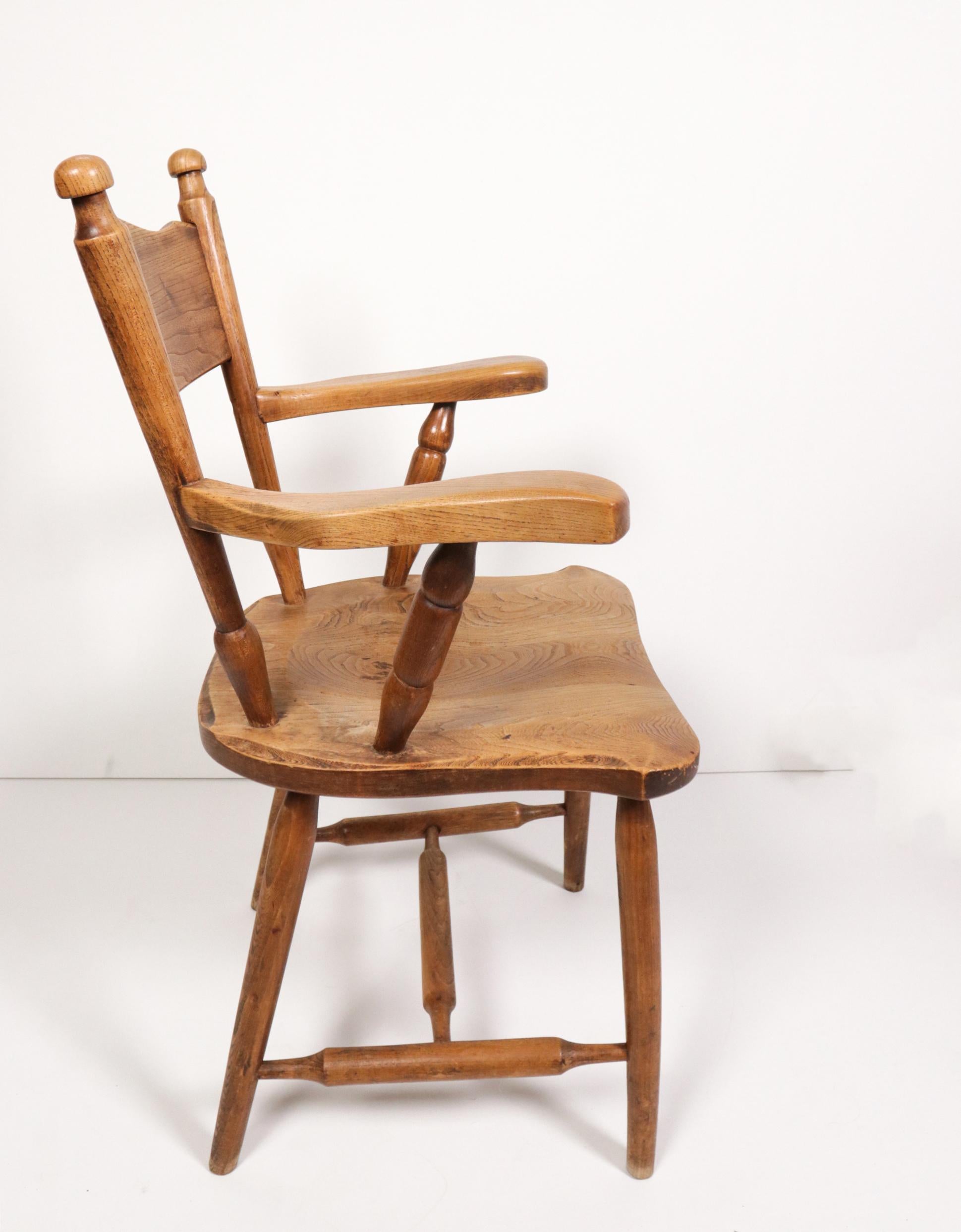 Story Book Brutalist Wabi Sabi Oak Fire Place Chair For Sale 2