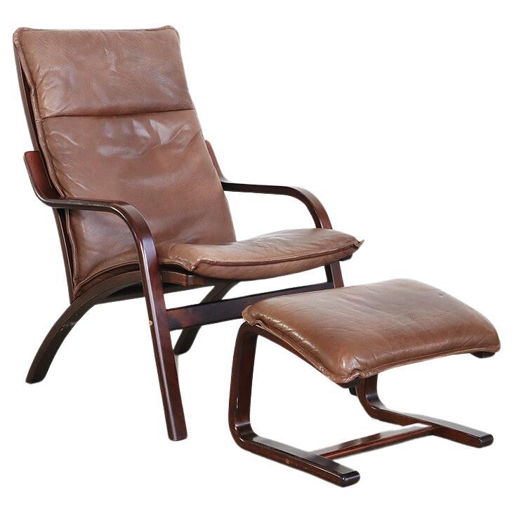 Stouby Bentwood Lounge Chair with ottoman For Sale